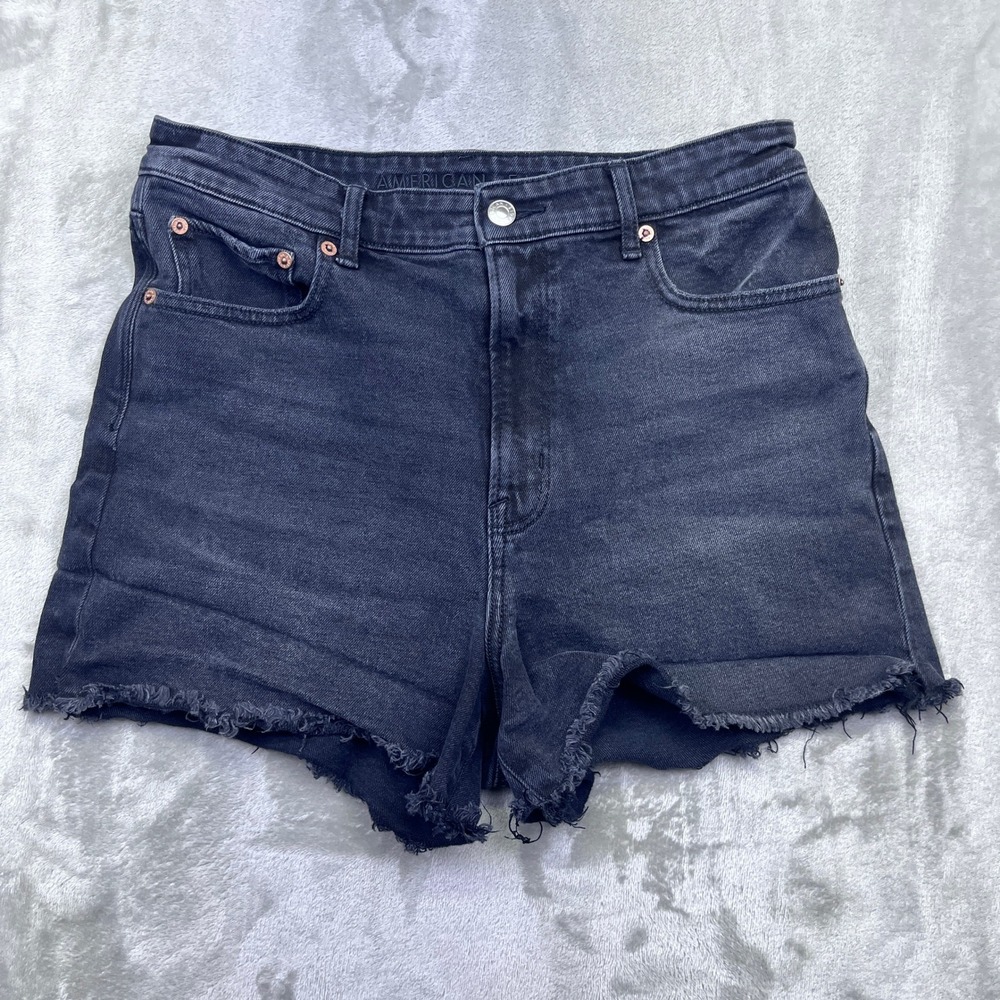 American‎ Eagle Highest Rise 90s Boyfriend Black Denim Jean Shorts Sz 8 Fits 29"